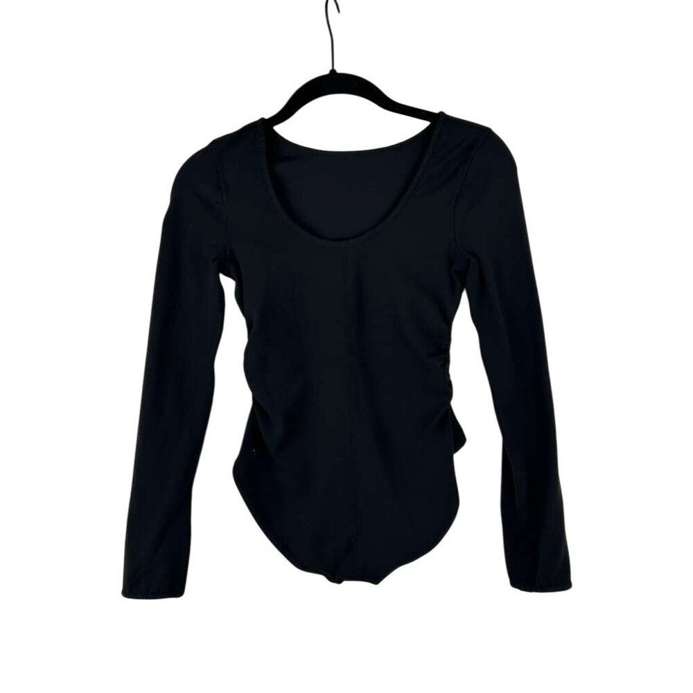 Ivivva by Lululemon Girls Size 12 Lululemon Long Sleeve Ruched Bodysuit Black